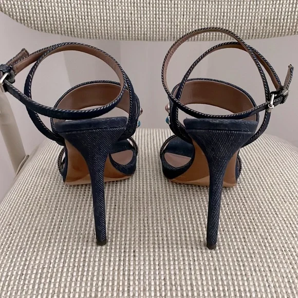 Tabitha Simmons, Studded denim heels, 38.5 (US 7.5) - Picture 4 of 5